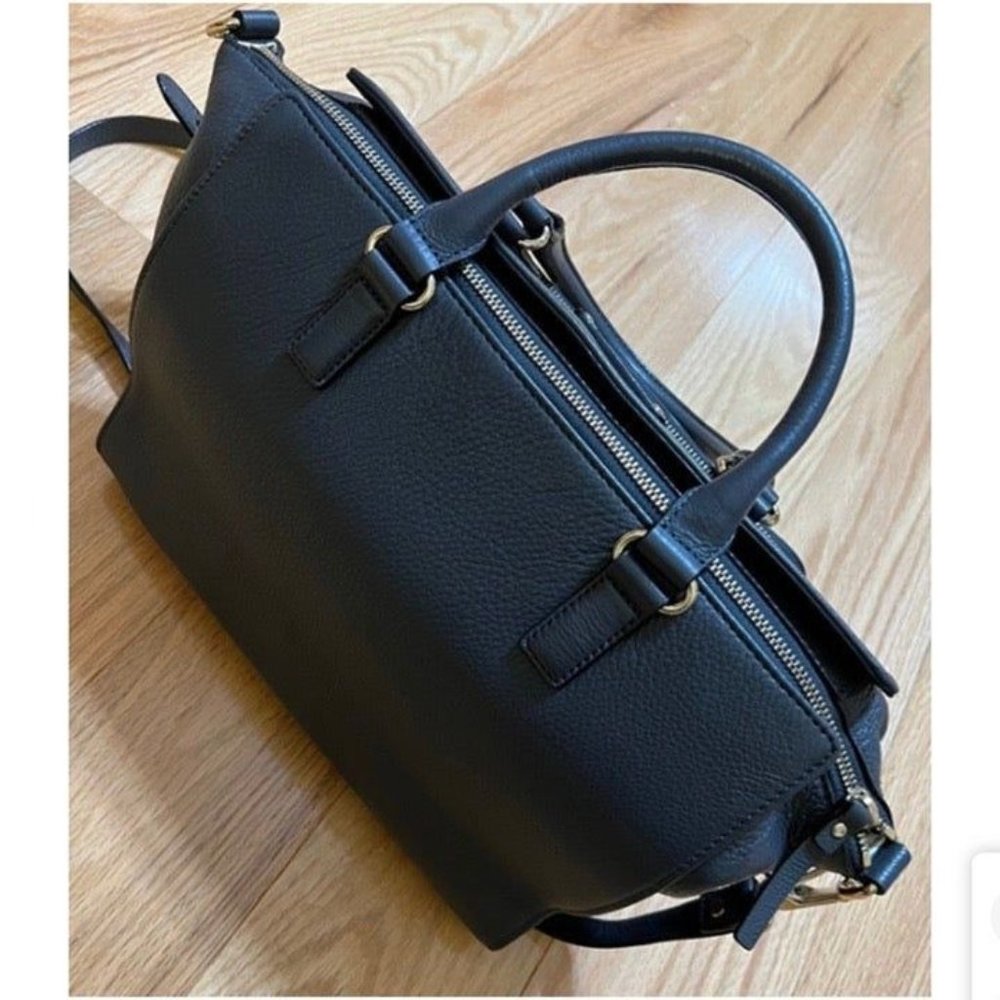 Kate Spade Sz Medium Navy Satchel W/ Shoulder Strap Pebbled Leather - Picture 7 of 11